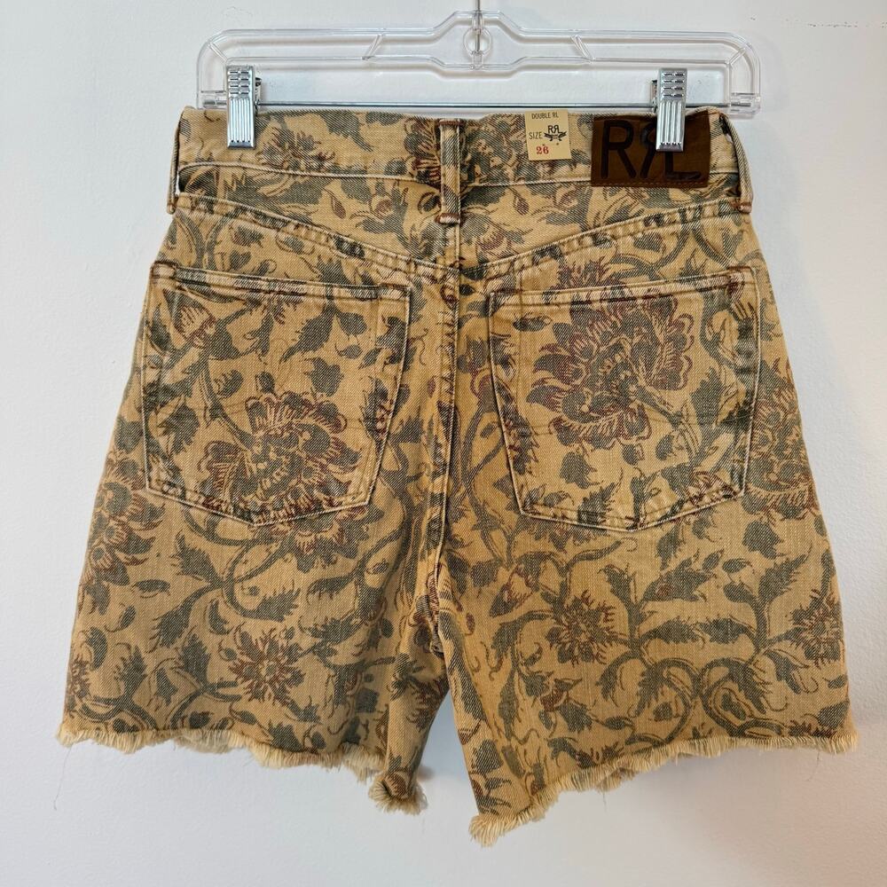 NWT RRL Double RL Floral Print Denim Shorts 26 High Rise Cutoff Raw Hem Cotton - Picture 4 of 6